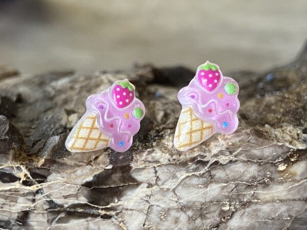 Ice cream cone hypoallergenic earrings
