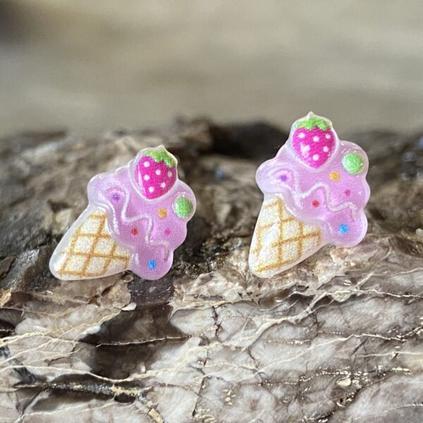 Ice cream cone hypoallergenic earrings