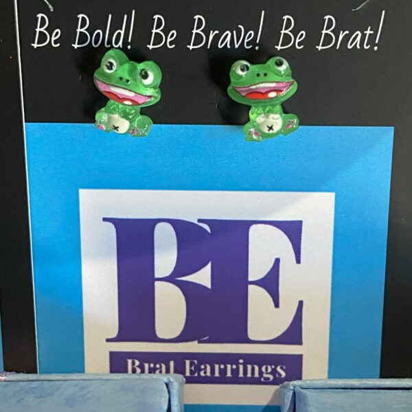 Frog Hoppers Earrings – Hypoallergenic Plastic Post Studs