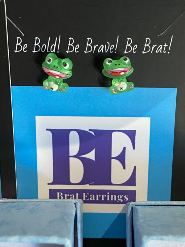 Frog Hoppers Earrings – Hypoallergenic Plastic Post Studs