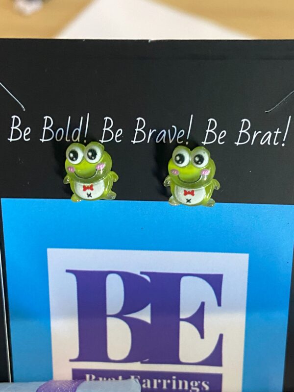 Frog Hoppers Earrings – Hypoallergenic Plastic Post Studs - Image 4